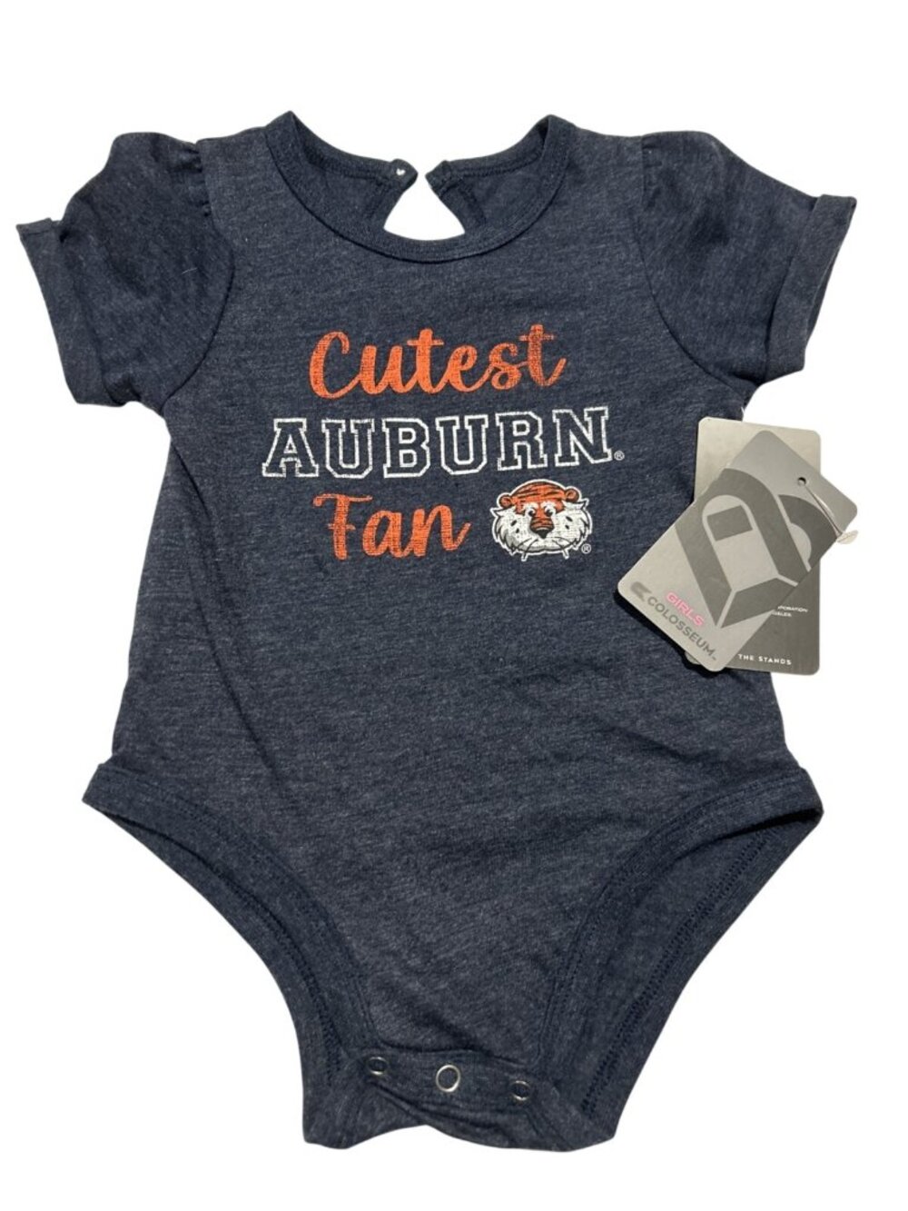 NEW Auburn Tigers Colosseum Heathered Navy Snap One Piece Shirt Infant 6-12 Mos.